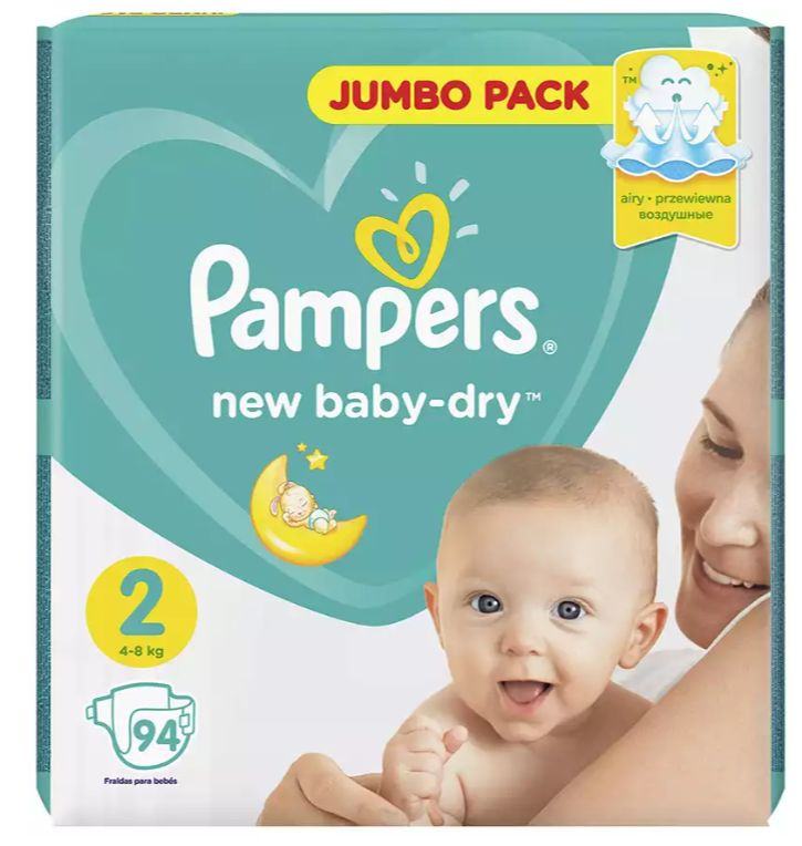Подгузники Pampers New Baby-Dry 2 (4-8 кг) 94 шт #1
