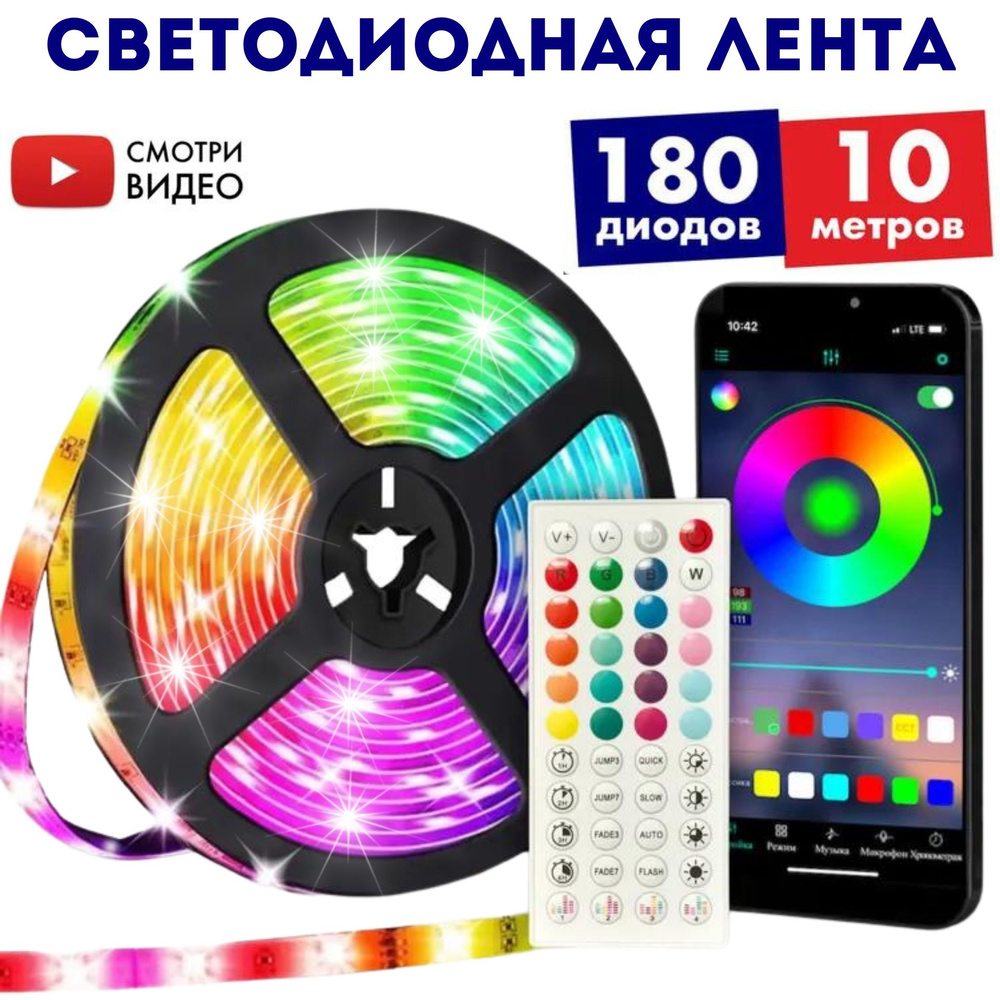 Светодиодная лента Led Music, IP60, 18 LED/m RGВ 5050. - купить по выгодной  цене в интернет-магазине OZON (704121775)