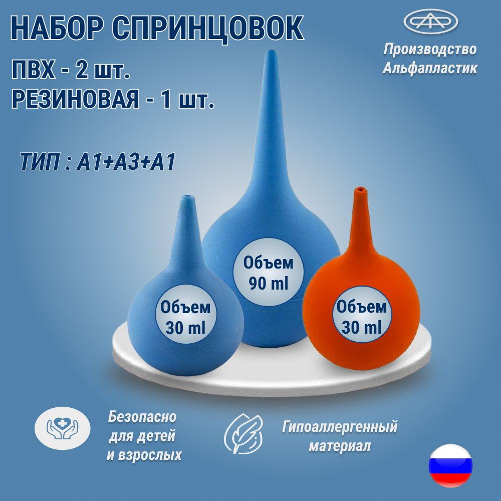 Спринцовки А1+А3+А1, (30мл+90мл+30 мл) 3 шт #1