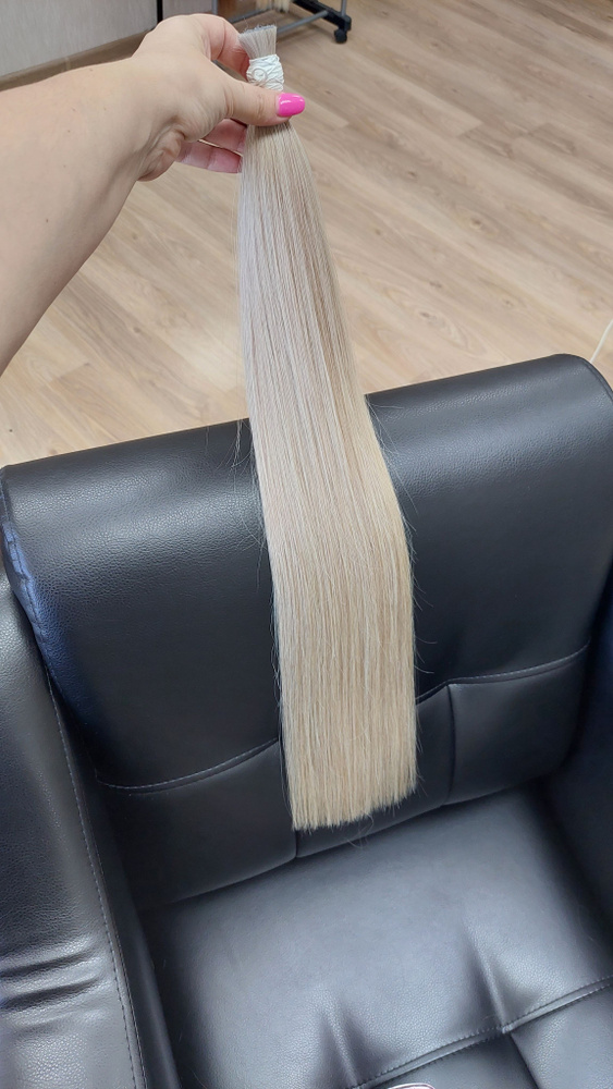 Натуральные волосы для наращивания 60см, 100г премиальное качество, пепельный блонд  #1