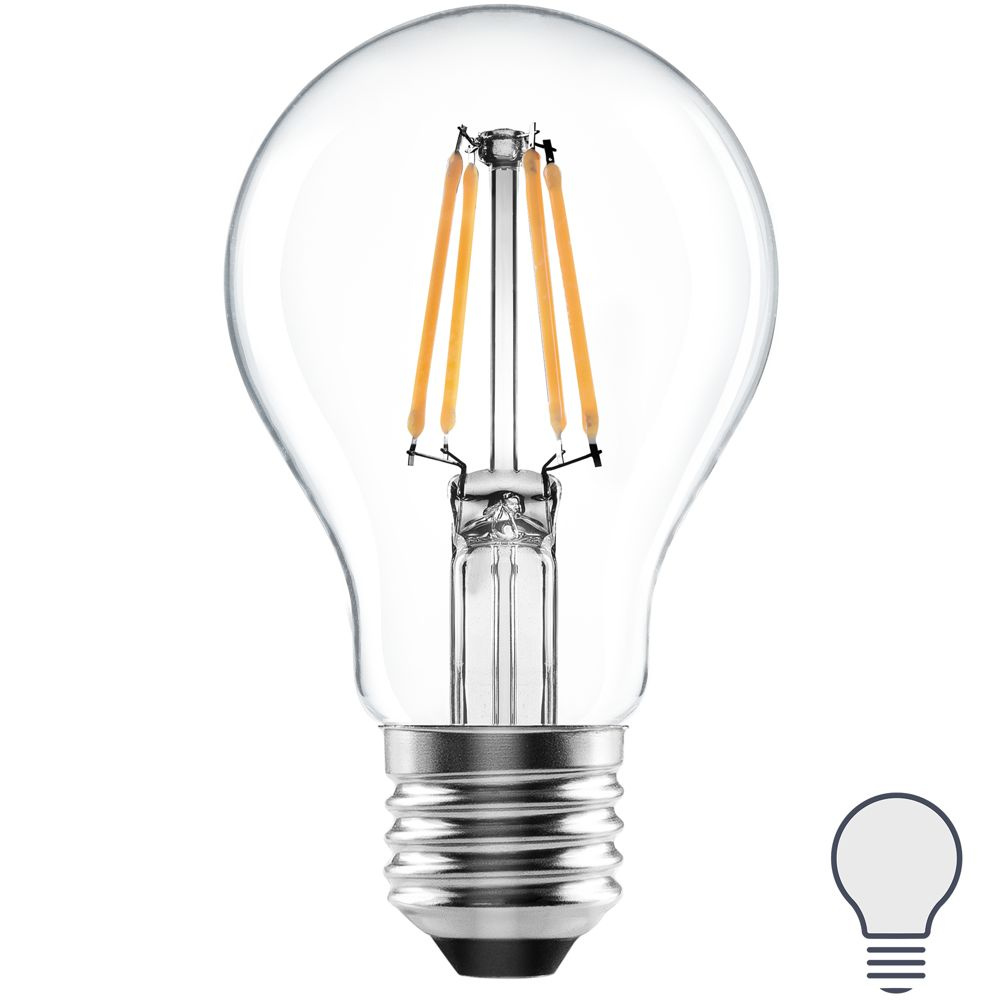 Лампа светодиодная Lexman E27 220-240 В 5 Вт груша прозрачная 600 лм нейтральный белый свет  #1