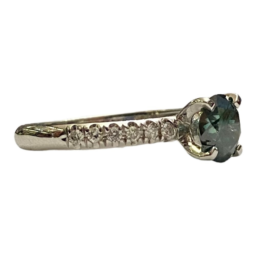 Золотое кольцо с голубым бриллиантом, 1.05 карат, золото 14 К, 2013 г., США  #1