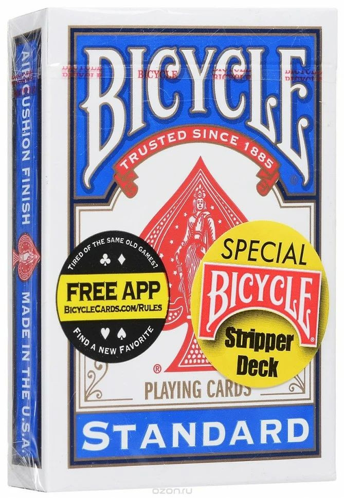 Игральные карты для фокусов Bicycle Stripper Deck (конусная колода), синие  #1