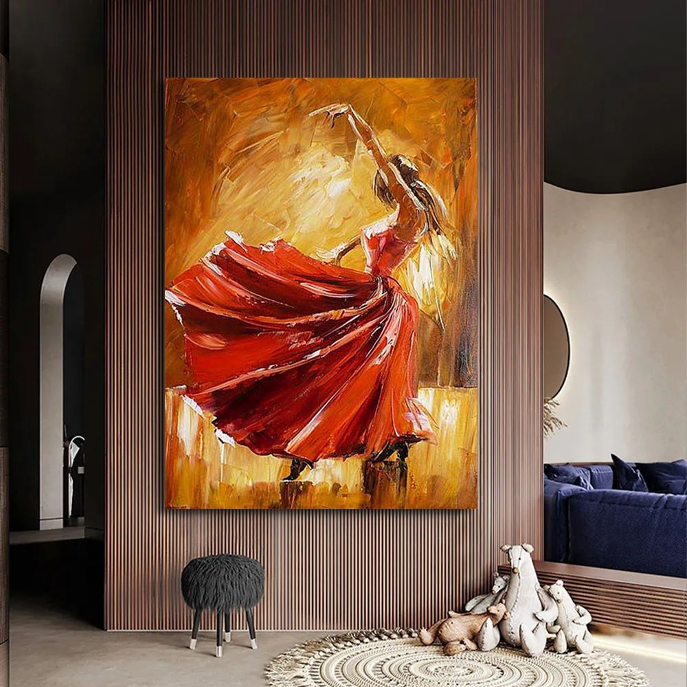 Картина с девушкой в красном платье, 60х80 см. #1