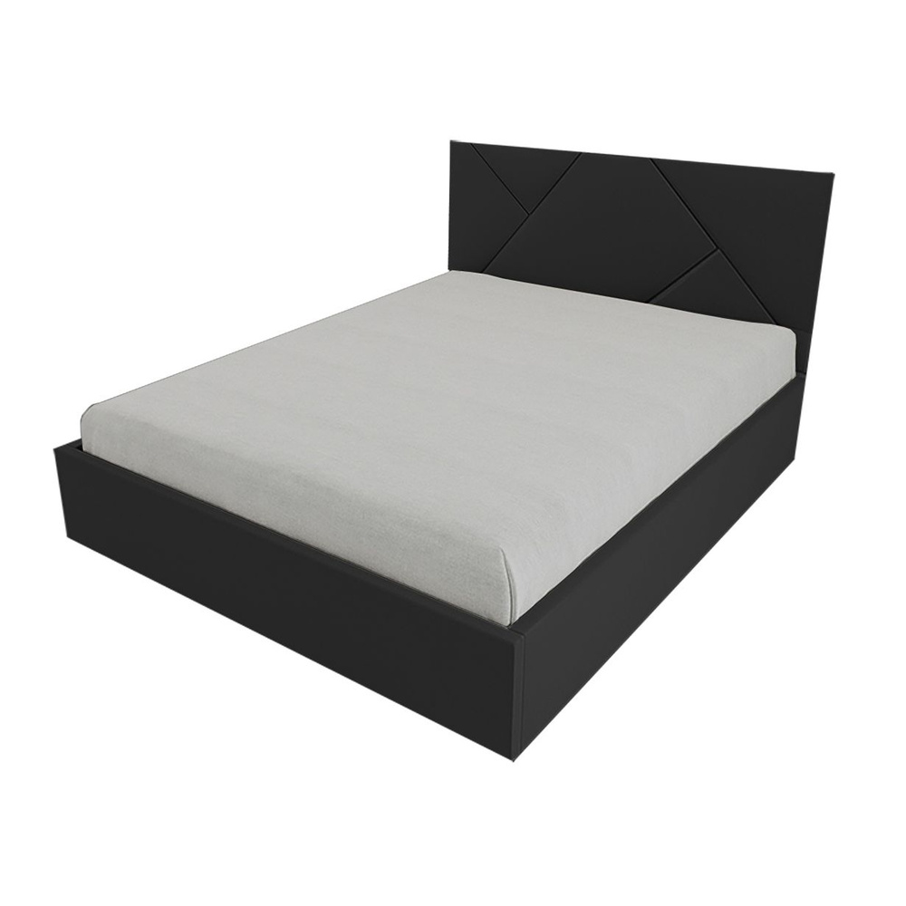 Двуспальная кровать Линда Эко 180x200 основание металлическое с ламелями велюр черный ножки 13 см хром #1