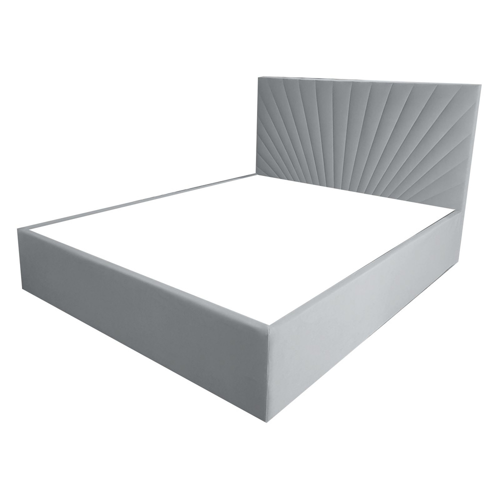 Двуспальная кровать Санремо Эко 160x200 основание металлическое с ламелями велюр серый ножки 5 см  #1