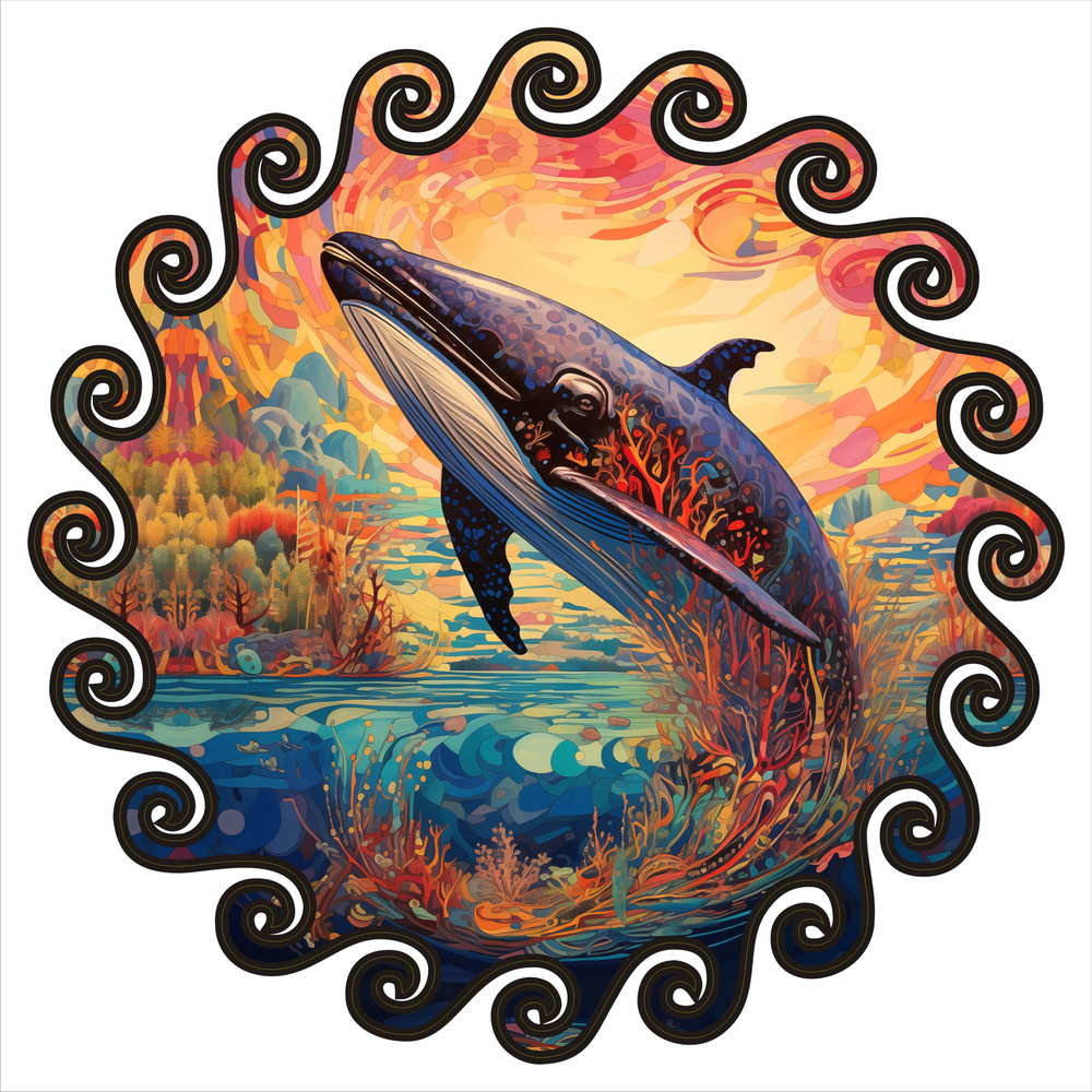 Пазл деревянный фигурный кит #1