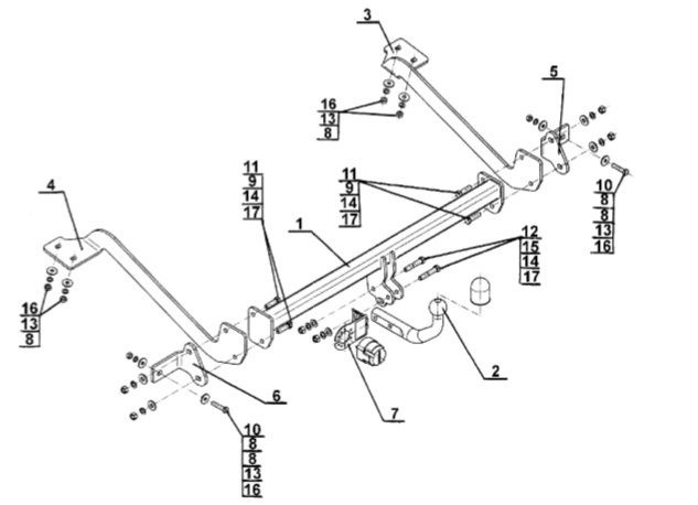 Фаркоп на Citroen Berlingo II LWB L2 2008-2019, Peugeot Partner II LWB L2 2008-2019 без снятия и подрезки #1