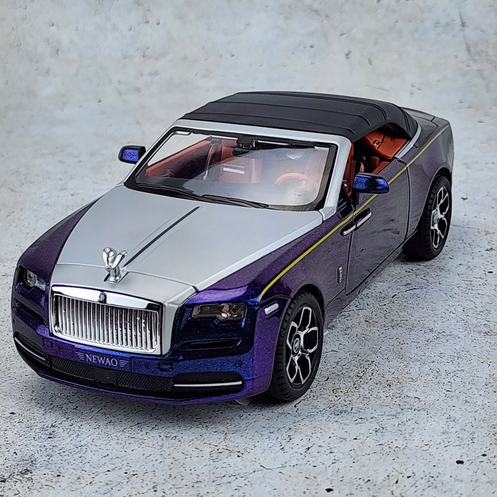 Машинка металлическая инерционная Rolls-Royce Dawn/Роллс Ройс Кабриолет синий 1:24 длина 22см, модель #1