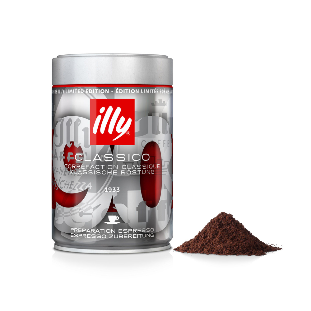 Кофе молотый illy Classico Espresso, лимит. серия "90 лет illy", банка 250 г (арабика 100%, Италия)  #1