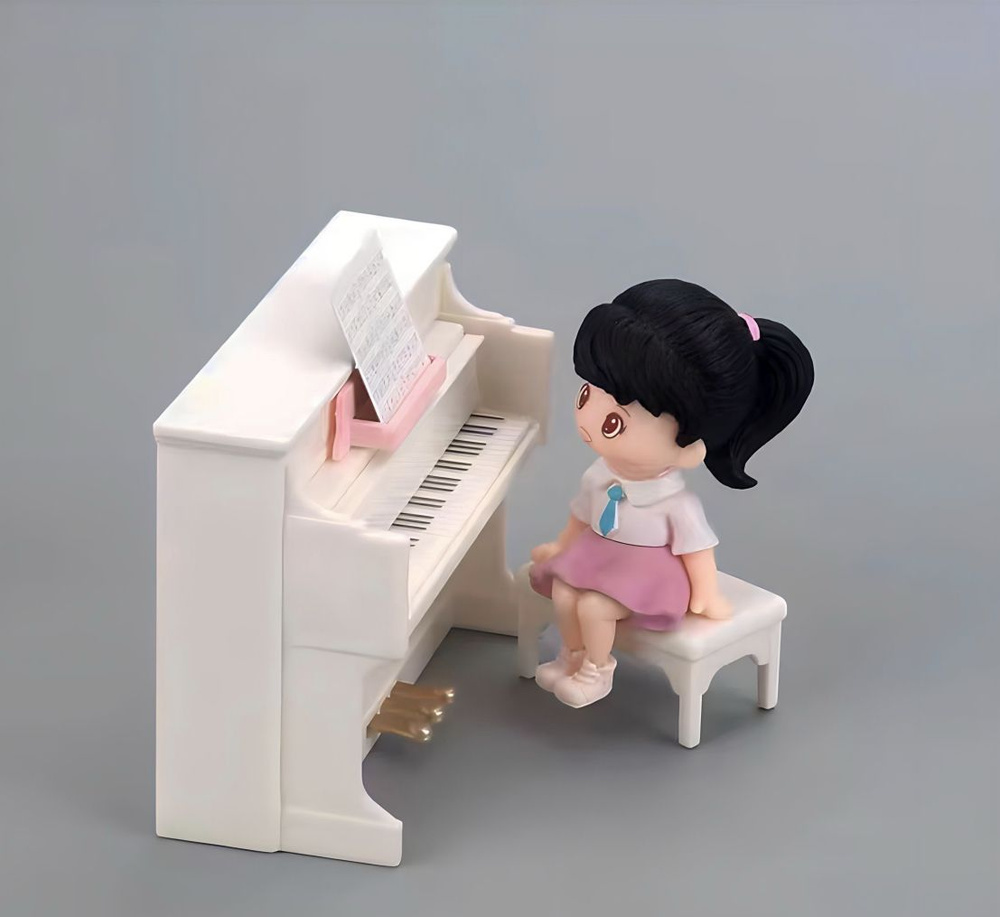 Кукольное пианино вместе с куклой белого цвета #1