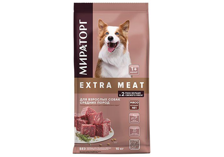 Мираторг Extra Meat / Сухой корм для взрослых собак Средних пород старше 1 года с Говядиной Black Angus #1