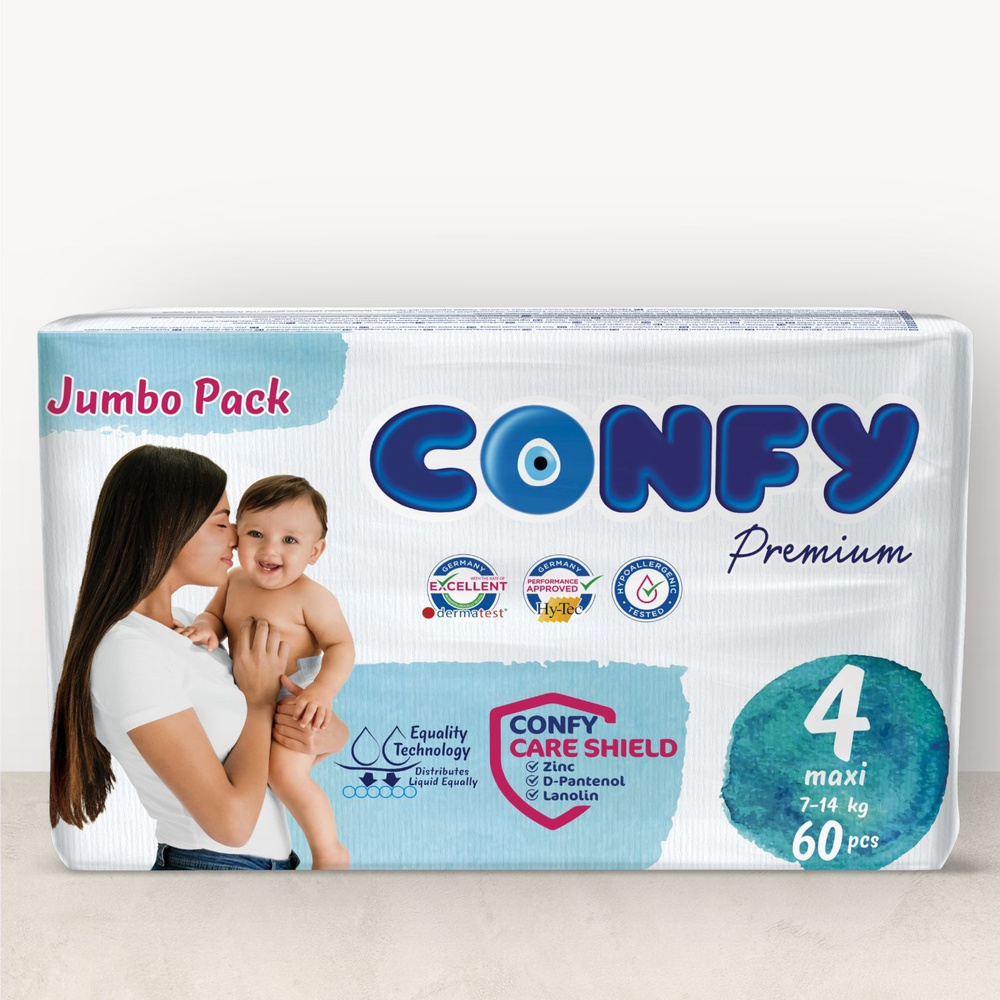 Подгузники Confy Premium Jumbo Размер 4 7-14кг 60шт #1