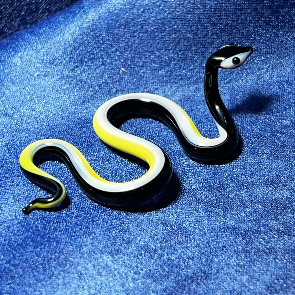 Фигурка "Змея" Бело-Жёлтая. Стекло #1