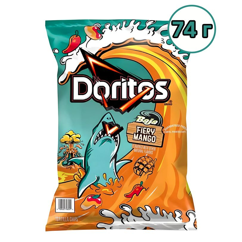 Кукурузные чипсы Doritos Baja Fiery Mango перец чили, манго 1 шт. 74.4 г США  #1