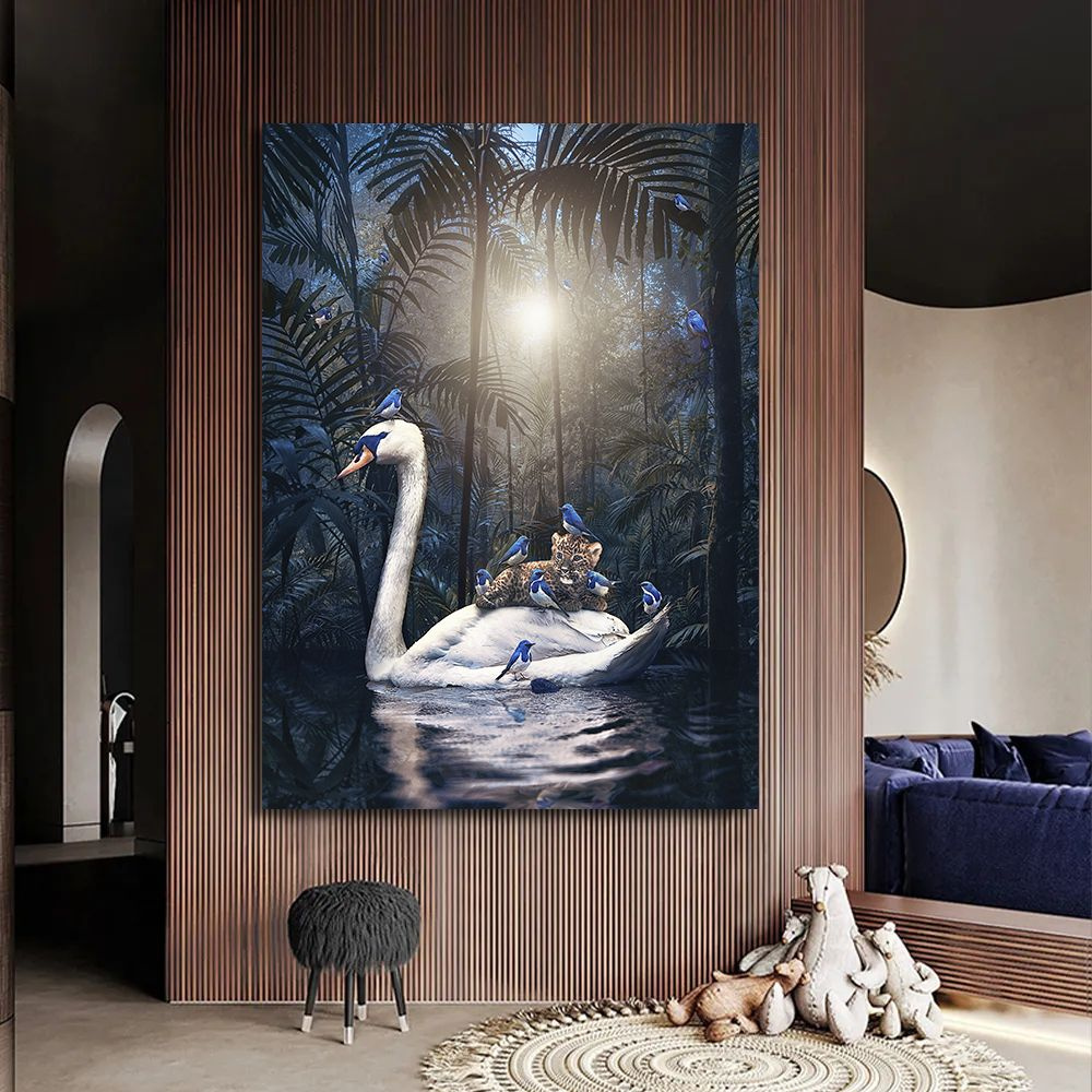 Большая картина Лебедь, 80х110 см. #1