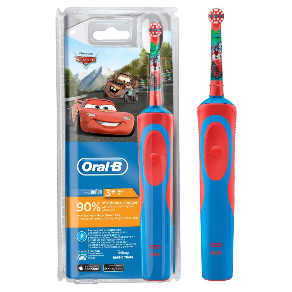 Детская электрическая зубная щетка Oral-B Vitality Kids Cars D12 Тачки  #1