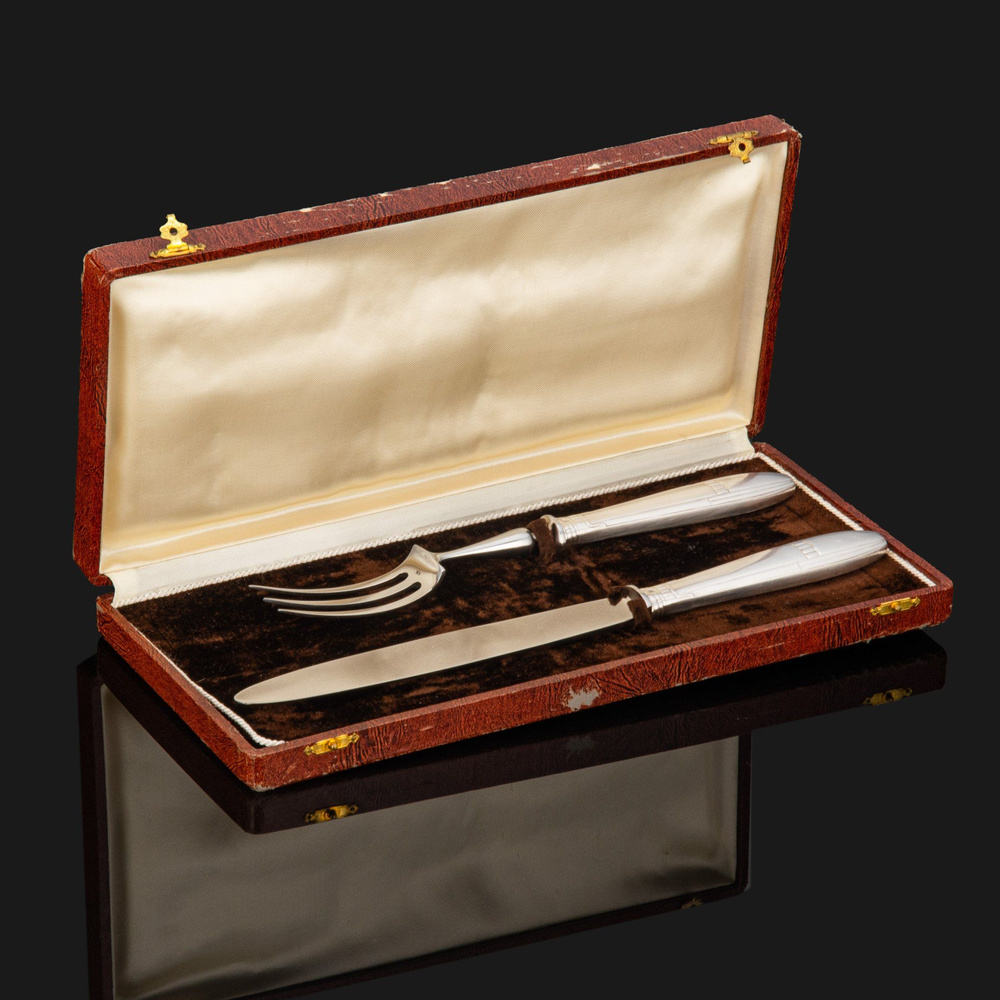 Набор столовых приборов для мяса в кофре, состоящий из ножа и вилки, J. Brille Ж. Бриль, металл, картон, #1