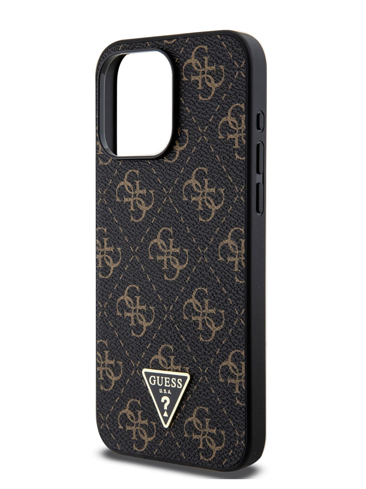 Чехол Guess PU leather на Apple iPhone 15 Pro Max из экокожи, с защитой камеры, с металлическим логотипом, #1