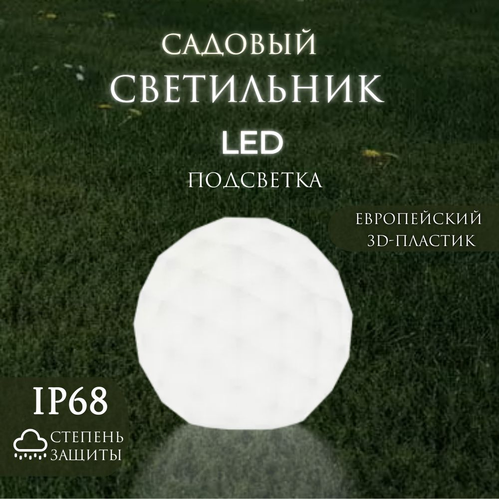 Светильник садовый фигурный Шар Asteri 60, подсветка дневного света LED WHITE E27, питание от сети 220V, #1