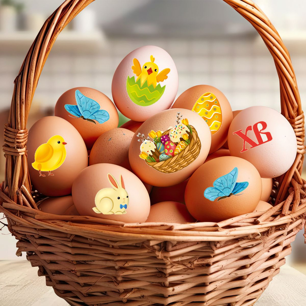Пасхальный декор Woozzee Детские - Птенчики наклейки для яиц на Пасху  #1