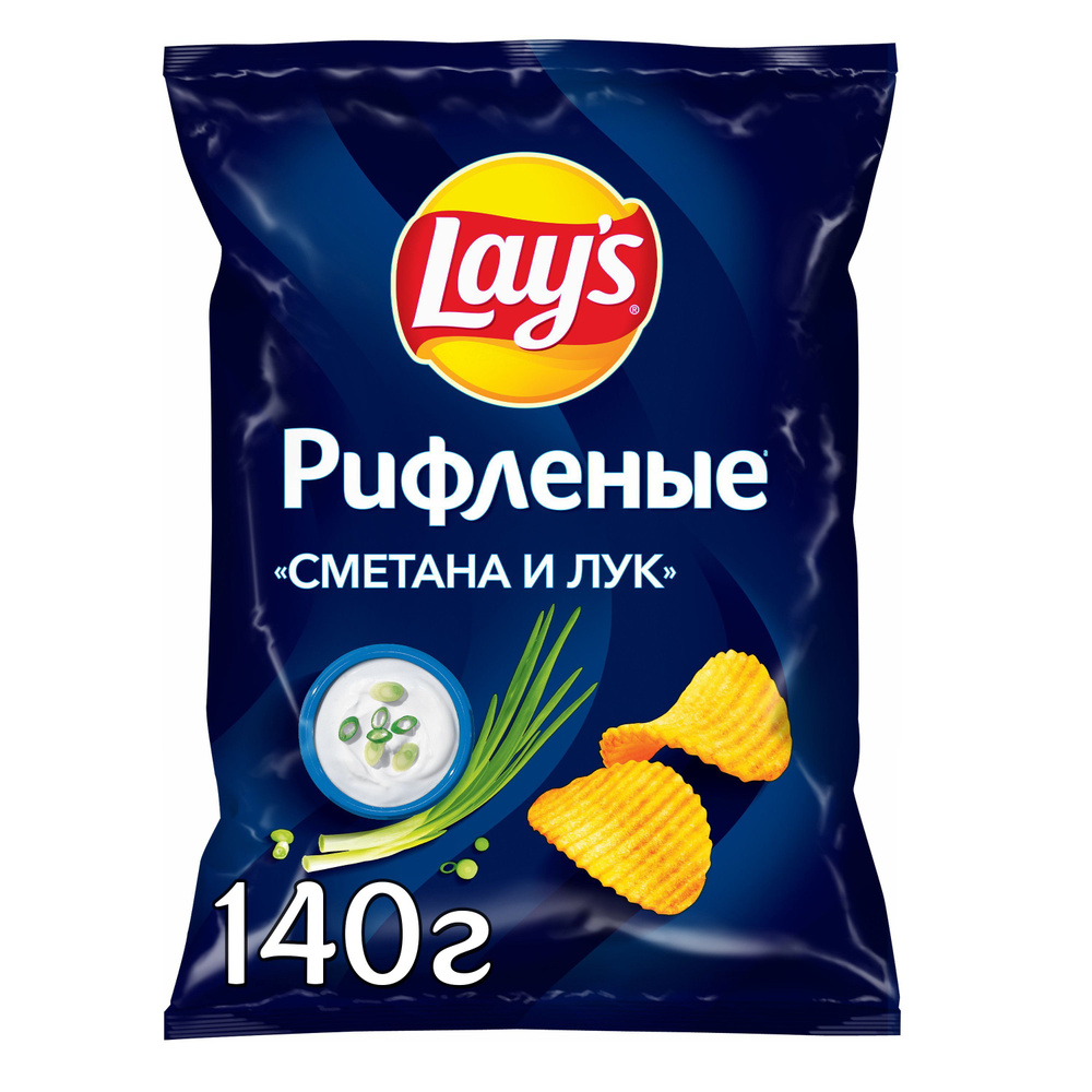 Чипсы картофельные Lay's сметана-лук 140 г, набор: 9 штук #1