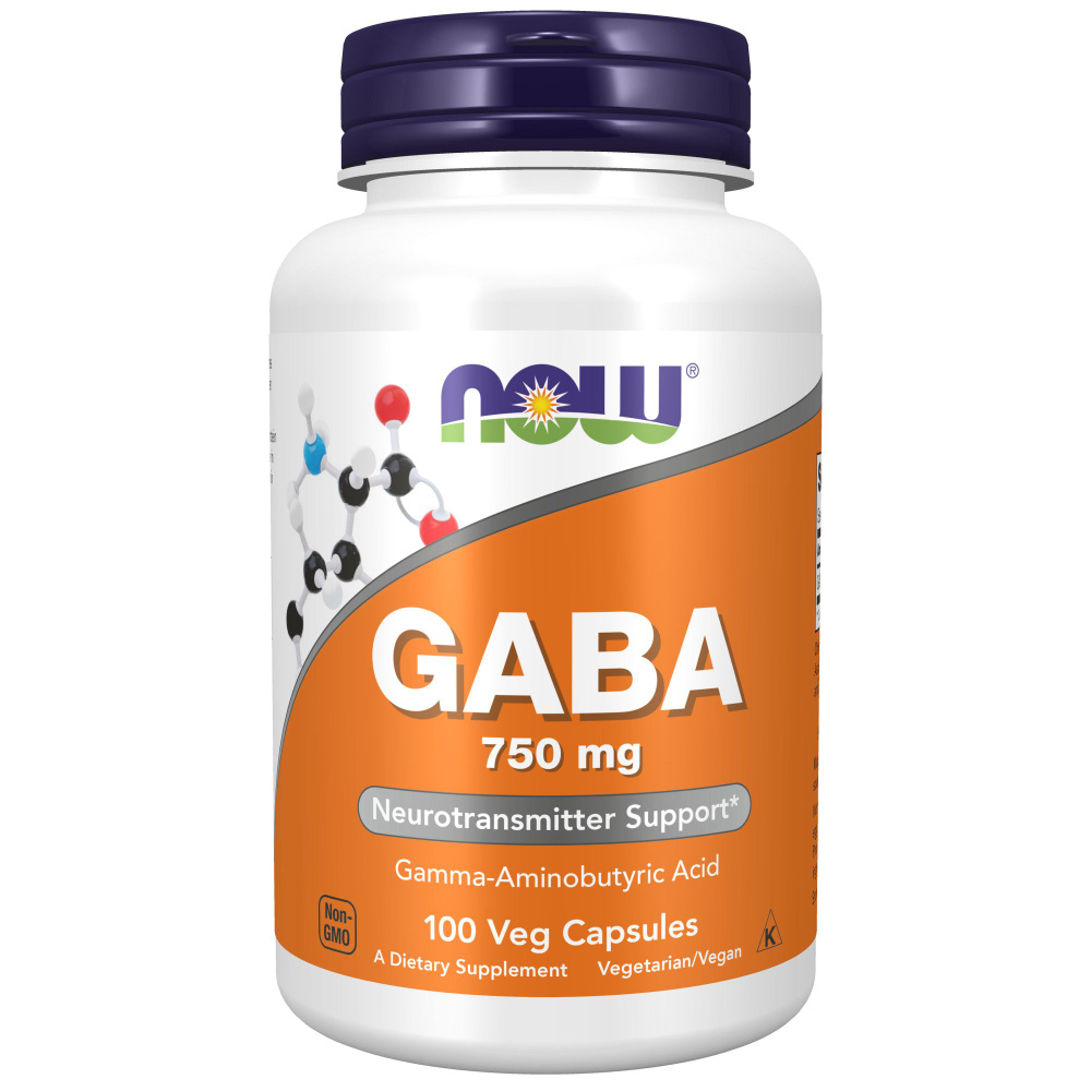 NOW GABA 750 mg, ГАБА ГАМК (гамма-аминомасляная кислота) 100 капсул  #1