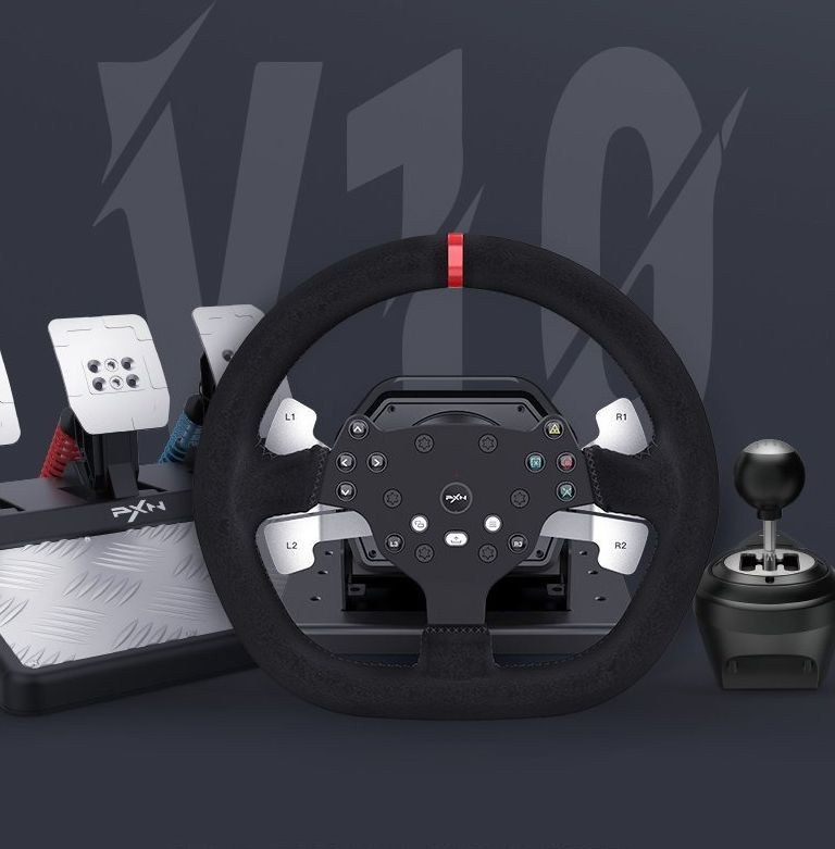 Игровой руль с педалями PXN V10 Gaming Racing Wheel Black для PC/PS4/Xbox One/Xbox Series X и S  #1