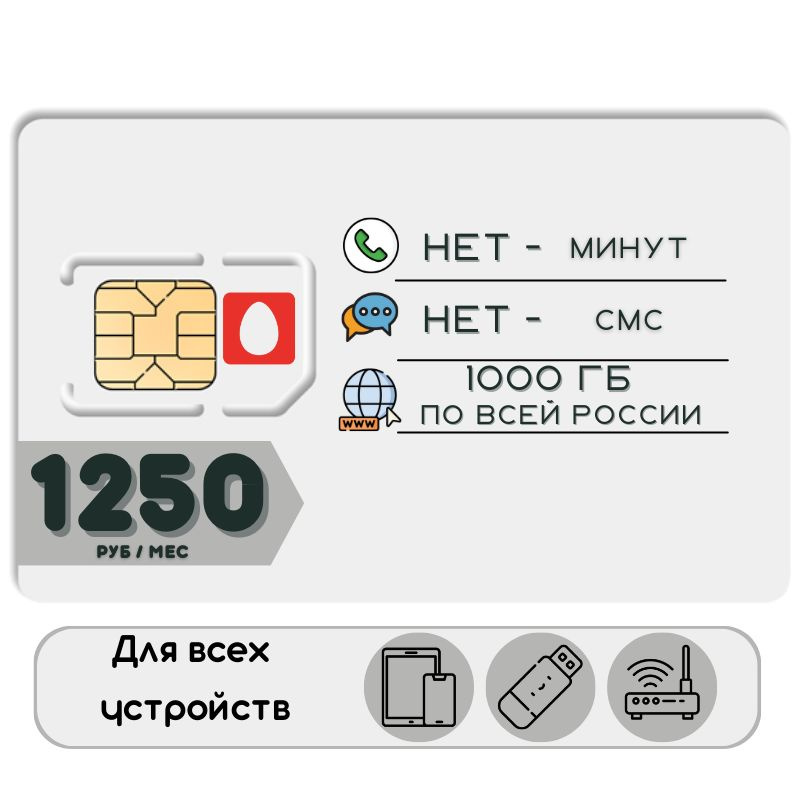 SIM-карта Сим карта Безлимитный интернет 1500 руб. в месяц для любых устройств NSTP25MTS (Вся Россия) #1