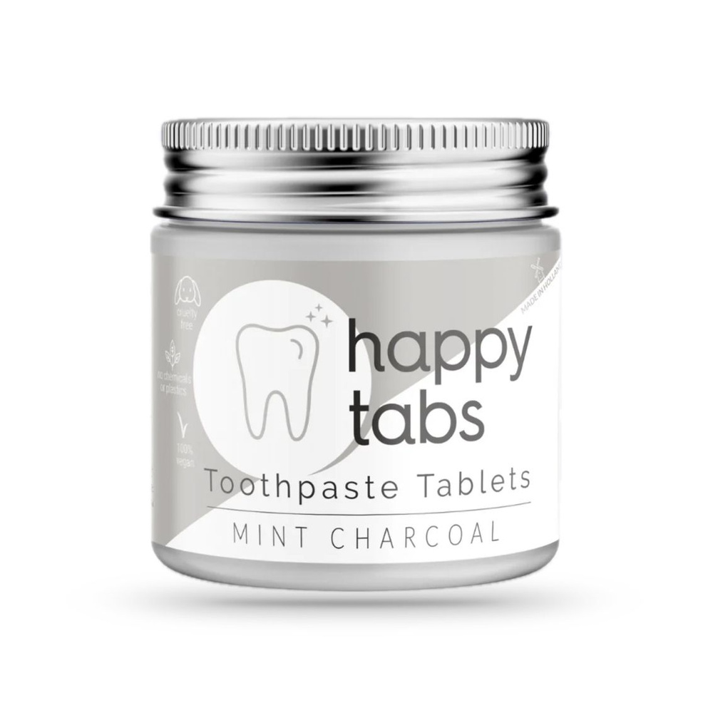 Зубная паста в таблетках Happy Tabs (Свежая мята + активный уголь), 80табсов  #1