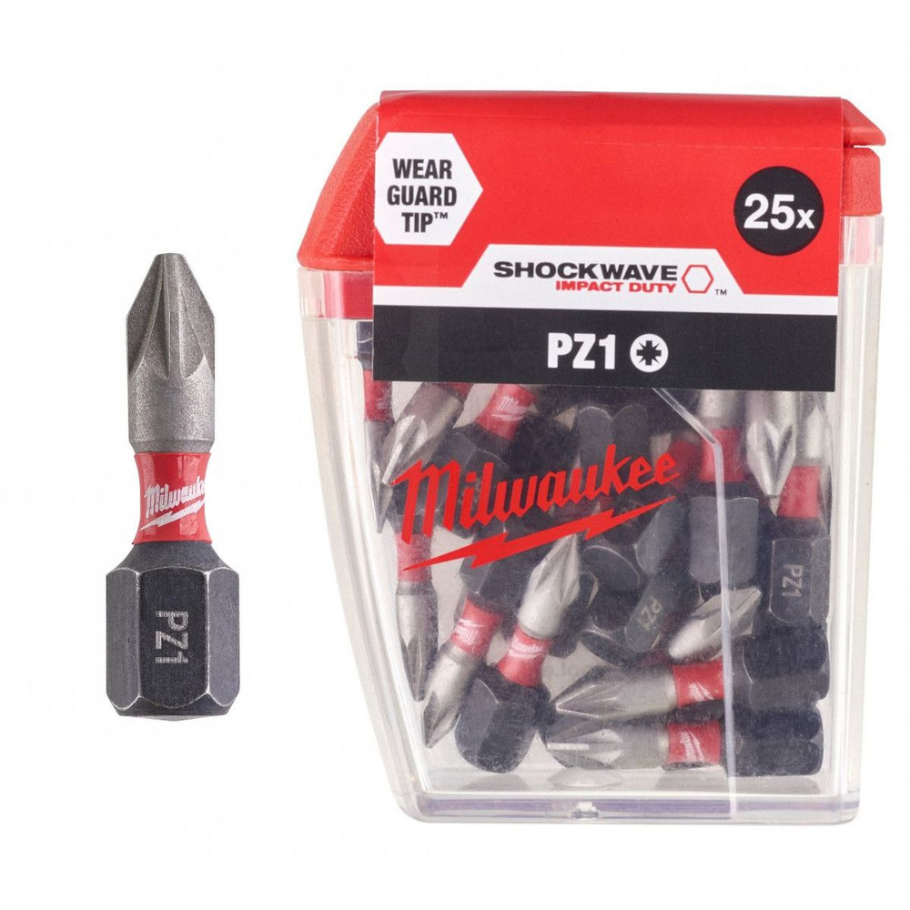 PZ1x25мм(25шт) Бита для шуруповёрта ударная Shockwave MILWAUKEE #1