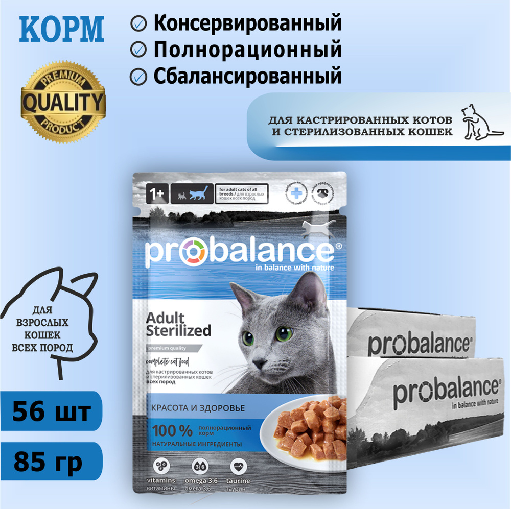 Корм консервированный для стерилизованных кошек и кастрированных котов Probalance Sterilized, 85 г х #1