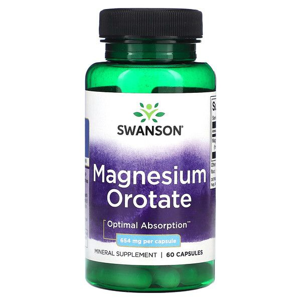 Swanson, Magnesium Orotate 654 mg, Магний оротат для нервной системы, мышц, костей, сердца и сосудов, #1