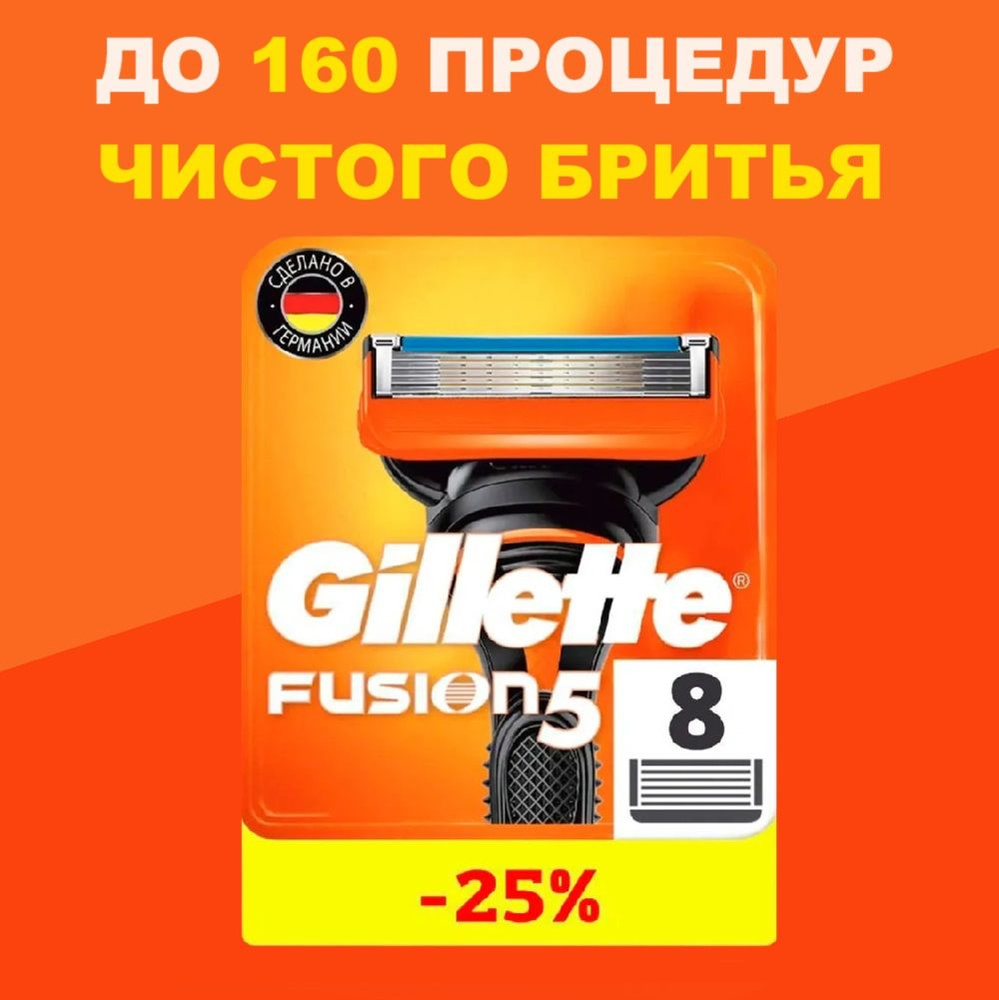 Сменные Кассеты Gillette Fusion5 Для Мужской Бритвы, 8 шт., с 5 лезвиями, c точным триммером для труднодоступных #1