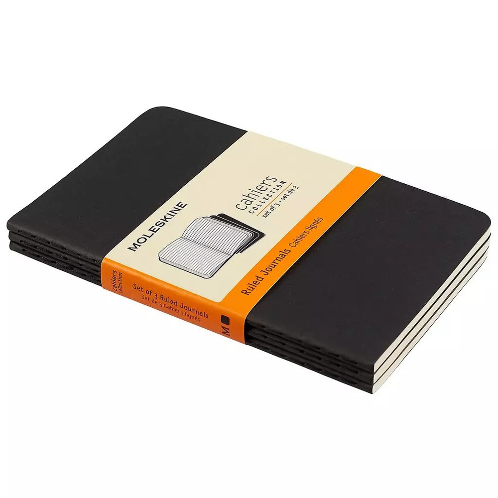 Набор из 3-х блокнотов в линейку Moleskine CAHIER JOURNAL (QP311) 9х14см, черный (3шт)  #1