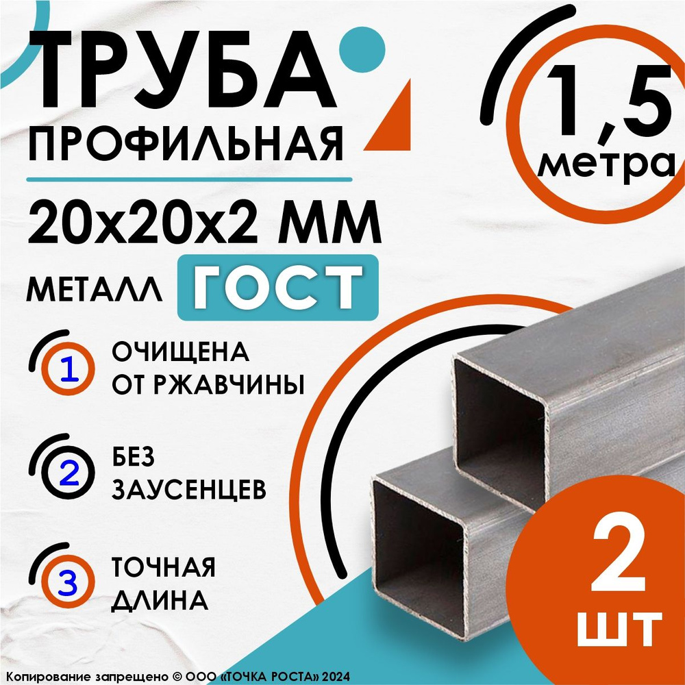 Труба профильная металлическая,труба квадратная 20х20х2 мм - 1,5 метра 2шт  #1