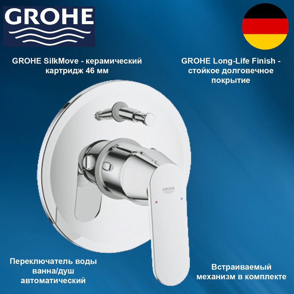 Смеситель для ванны, встраиваемый без излива, цвет хром GROHE Eurosmart Cosmopolitan 32879000  #1