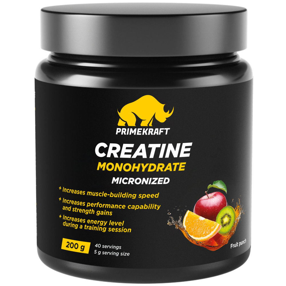 Креатин моногидрат Prime Kraft Creatine Monohydrate, 200 г, фруктовый пунш  #1