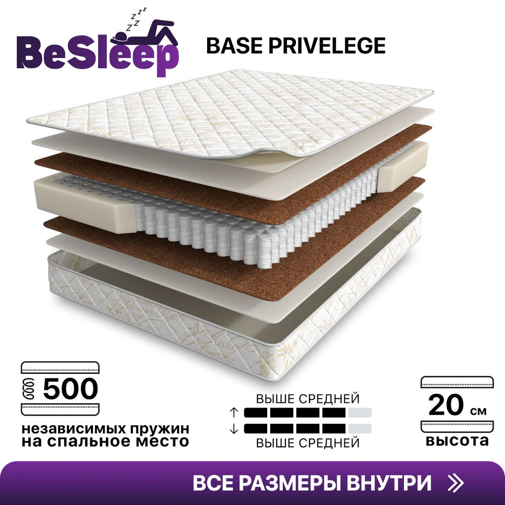 Матрас BeSleep Base Privelege, Независимые пружины, 90х200 см #1