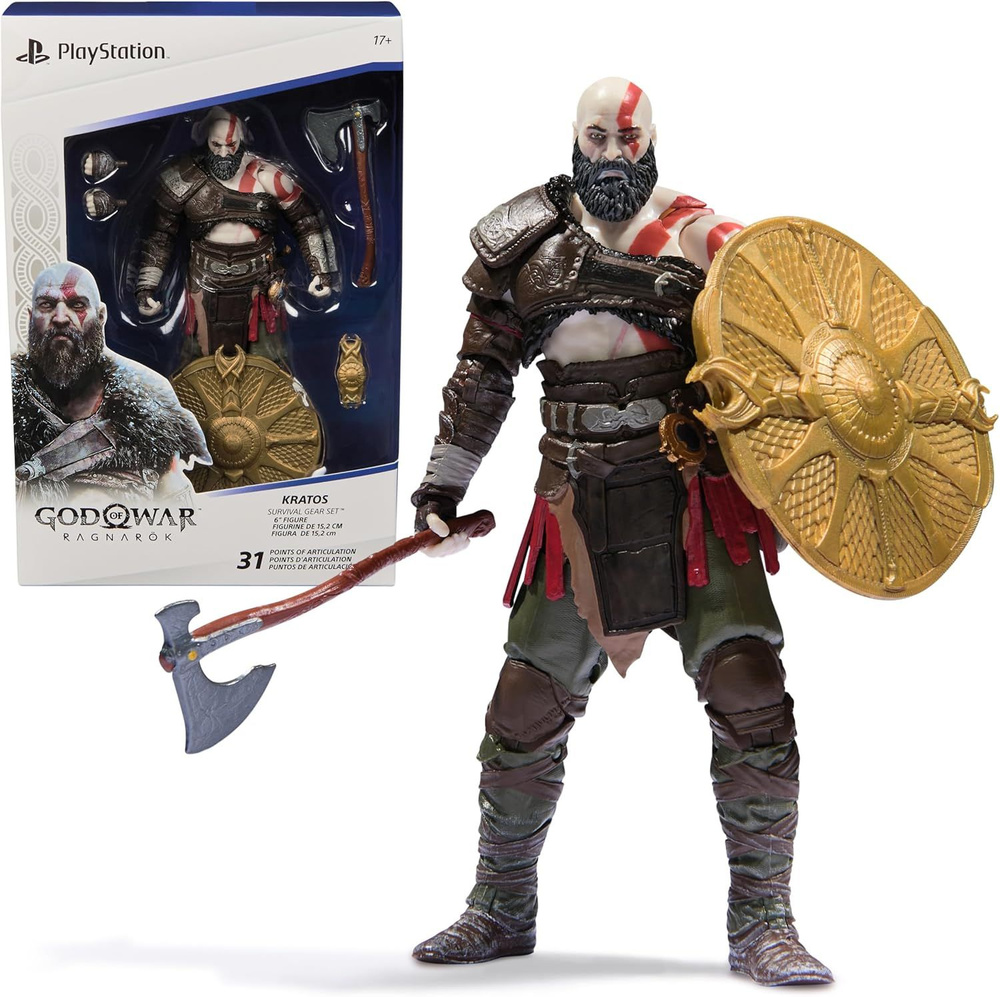 Spin Master Toys God of War Ragnarok Kratos 6-дюймовые подвижные фигурки The Shapes Collection, для поклонников #1