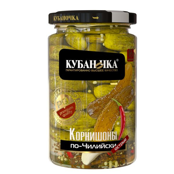 Корнишоны маринованные Кубаночка по-чилийски Гранд Стар с/б. 360 г  #1