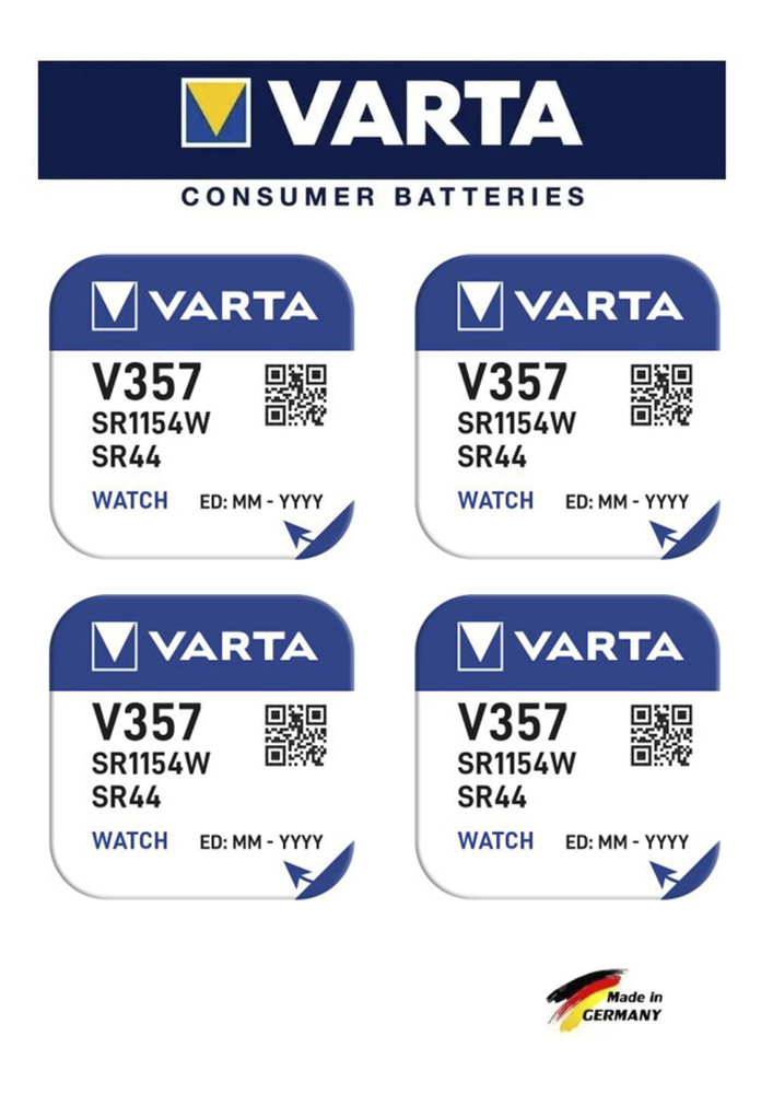 Varta Батарейка LR44 (LR1154, V13GA, AG13, G13, RW82), Серебряно-цинковый тип, 4 шт  #1