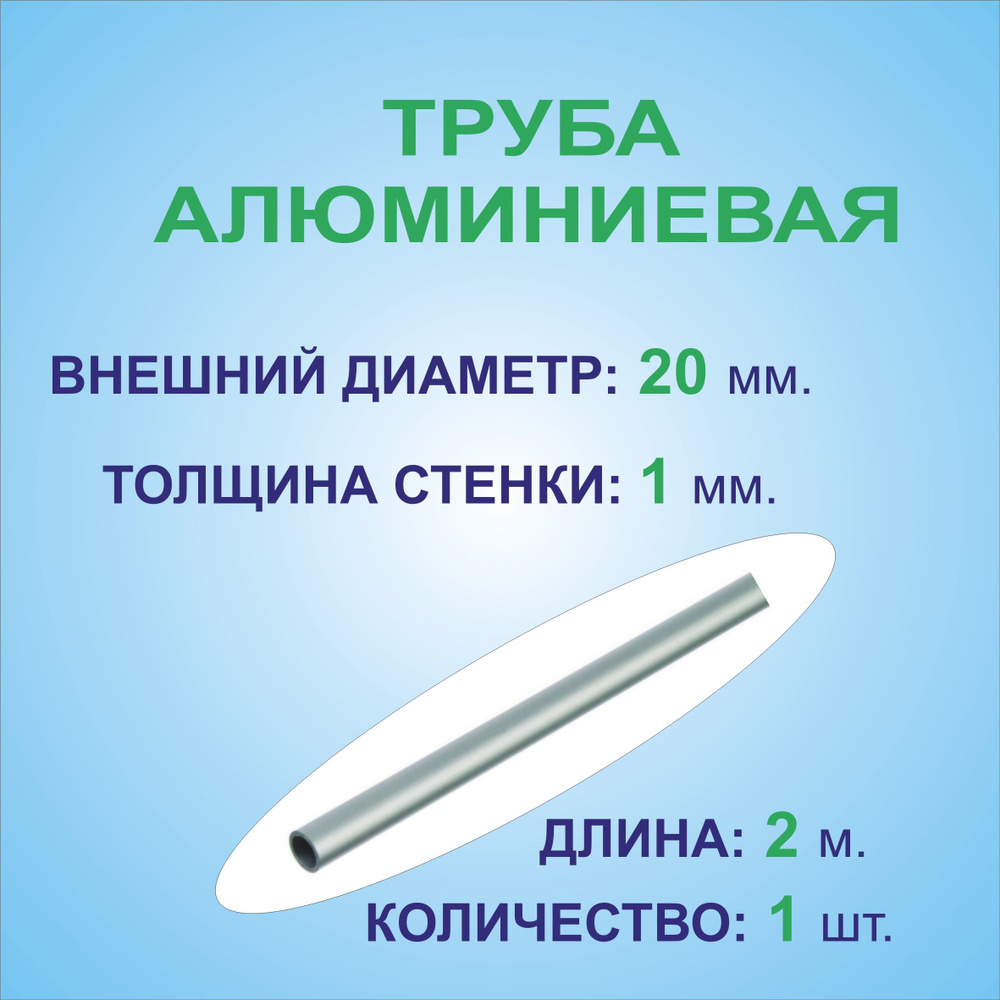 Труба алюминиевая круглая 20х1х2000 мм. ( 1 штука 2 метра ) сплав АД31Т1, трубка 20х1 мм. внешний диаметр #1