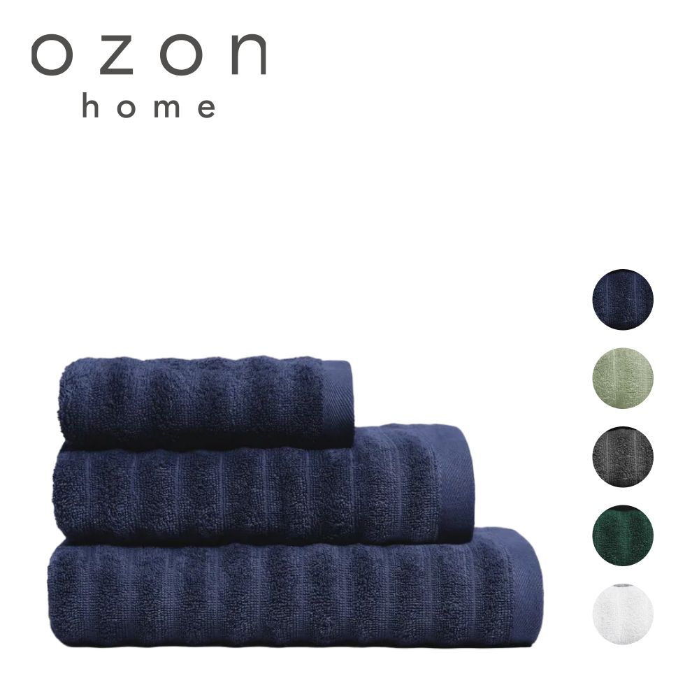 Набор полотенец Ozon home Страйп Тёмно-синий 3 шт. 30x60 / 50x90 / 70x140 см, 440 г/м2  #1