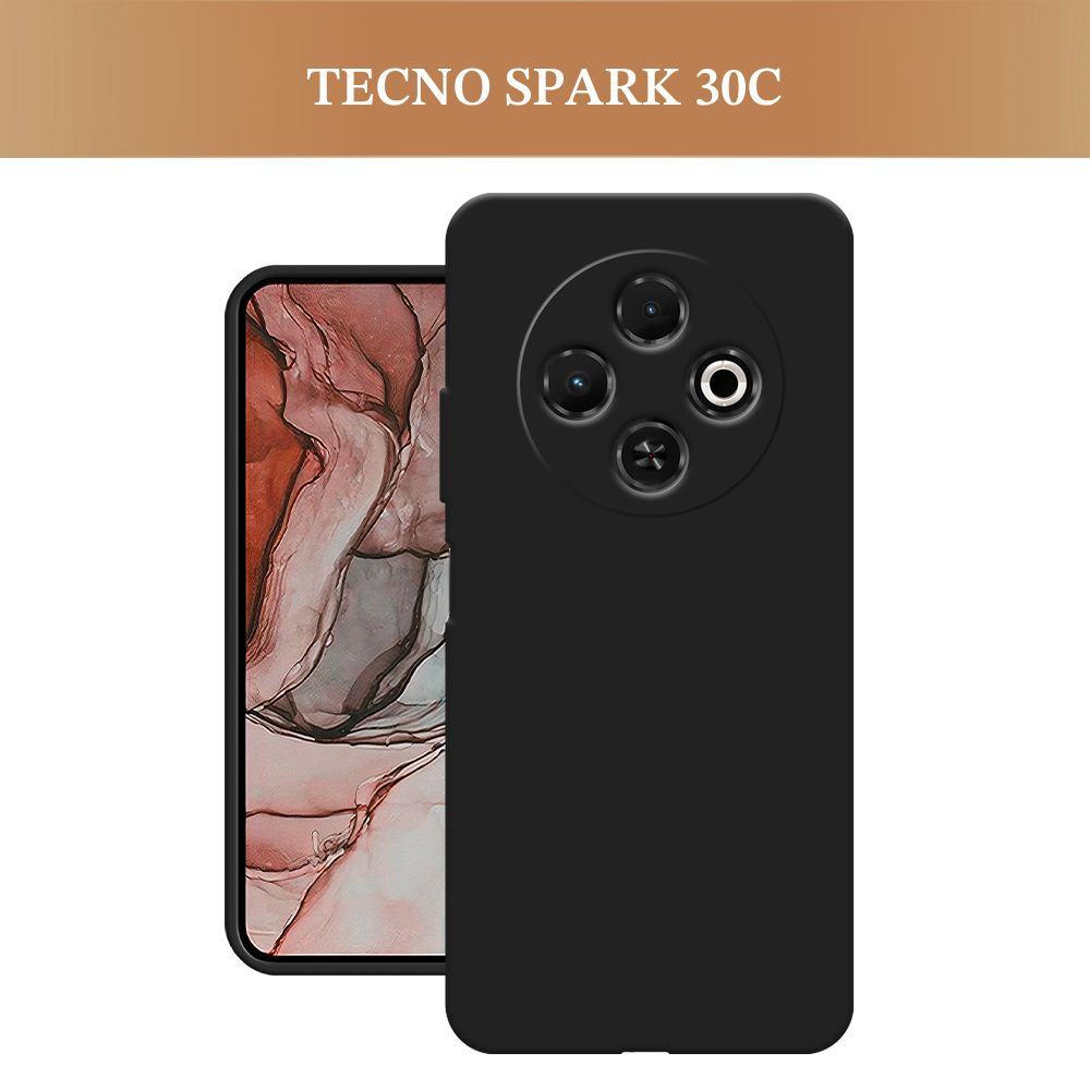 Матовый силиконовый чехол на Tecno Spark 30C / Техно Спарк 30С с защитой камеры, черный  #1