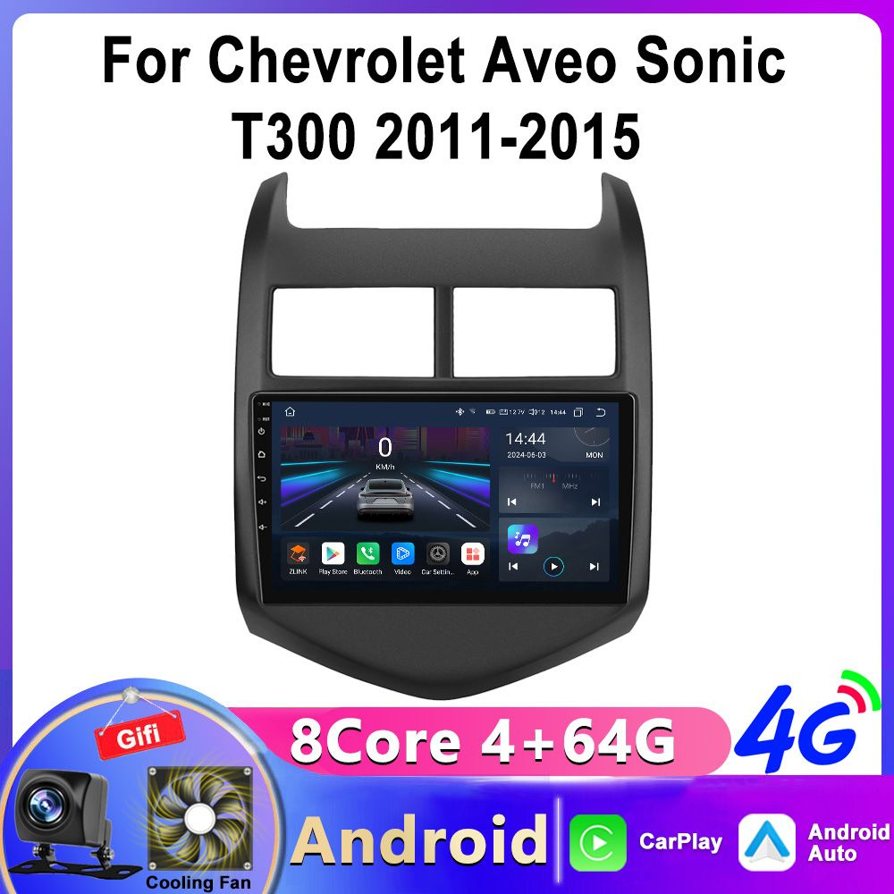 Магнитола Chevrolet Aveo 2 T300 2011-2015-Android 8 ядер Память 4+64Gb-Carplay-DSP 48 полос-4G(Sim)  #1