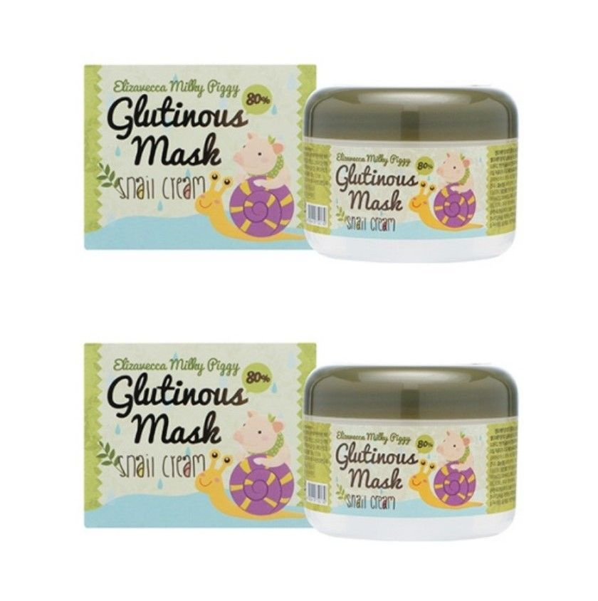 Elizavecca Крем-маска для лица Milky Piggy Glutinous Mask 80% Snail Cream, с муцином улитки, 100 гр, #1