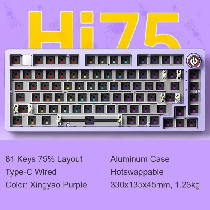 LEOBOG Игровая клавиатура проводная Hi75 DIY Kit, фиолетовый #1