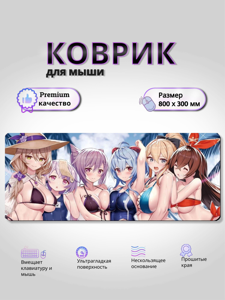 KaSeller Игровой коврик для мыши Геншин инпакт игровой коврик для мышки Genshin impact, XXL, синий, голубой #1