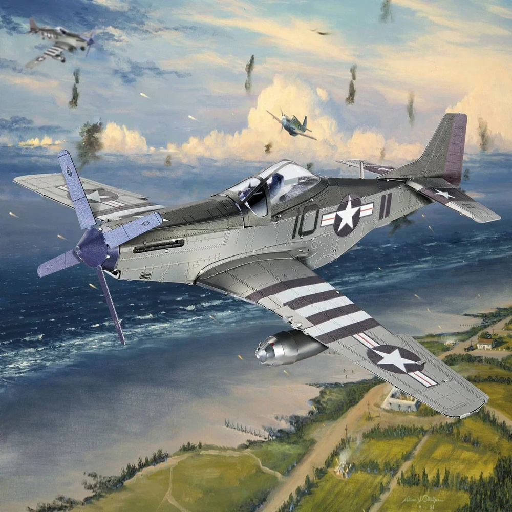 Металлический конструктор 3D, Сборная модель вертолёта P-51 Mustang Piececool  #1